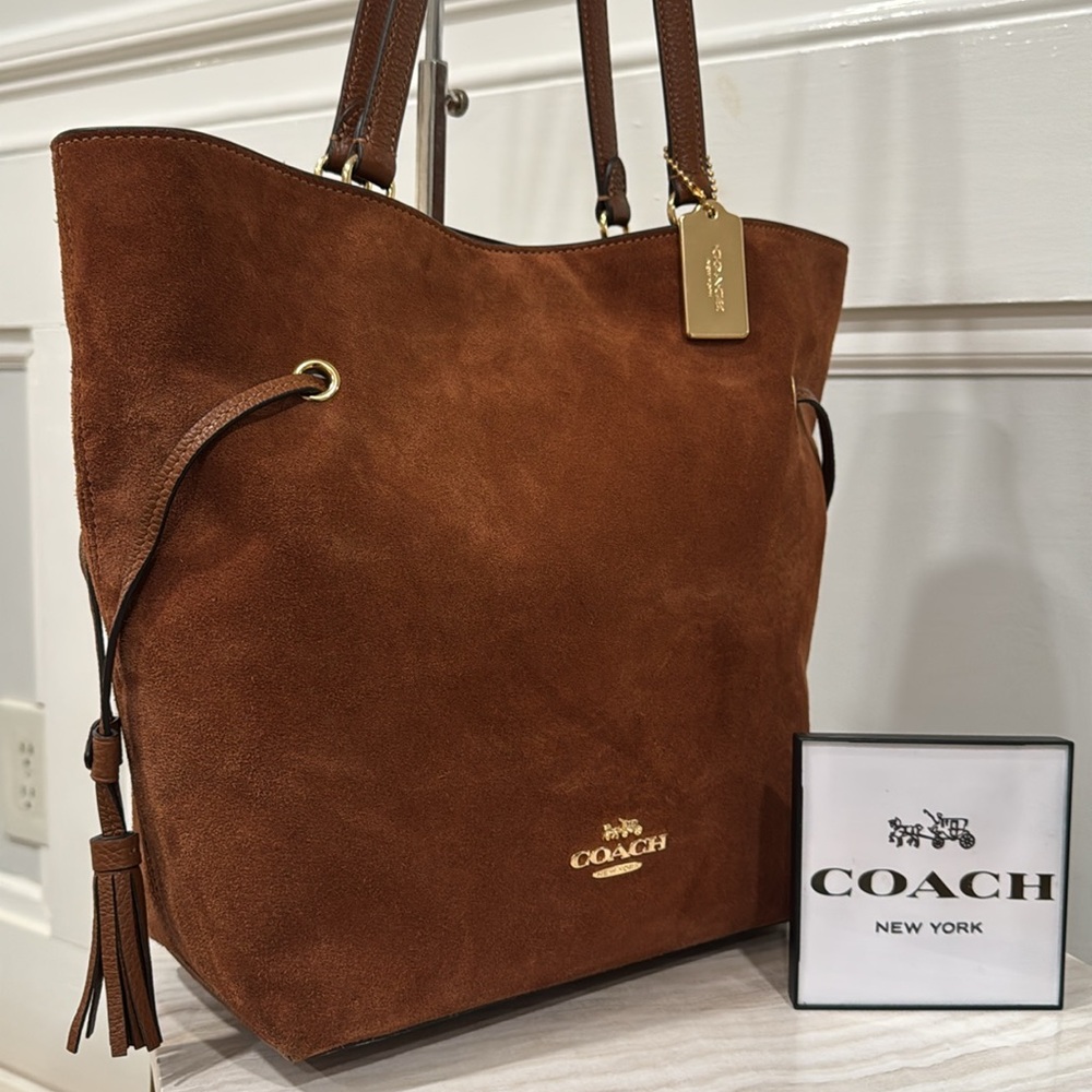 Coach Andy Suede Tassel Tote Bag RARE